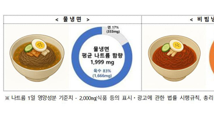 시판 가정용 간편식 냉면 나트륨 '덩어리'