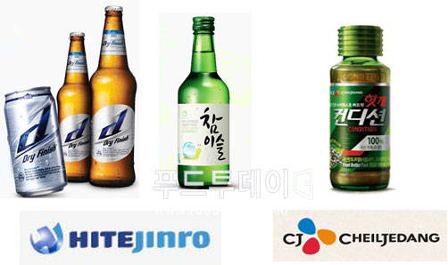 하이트진로 드라이피니시디, 참이슬, CJ제일제당 헛개컨디션