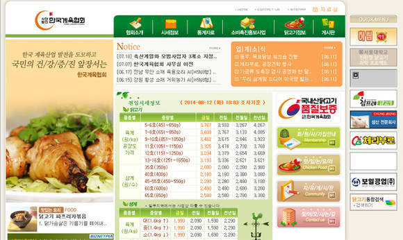 한국계육협회 홈페이지