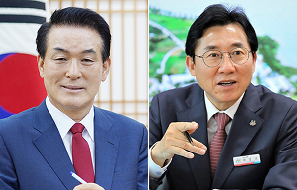 백성현 논산시장(좌)과 박경귀 아산시장