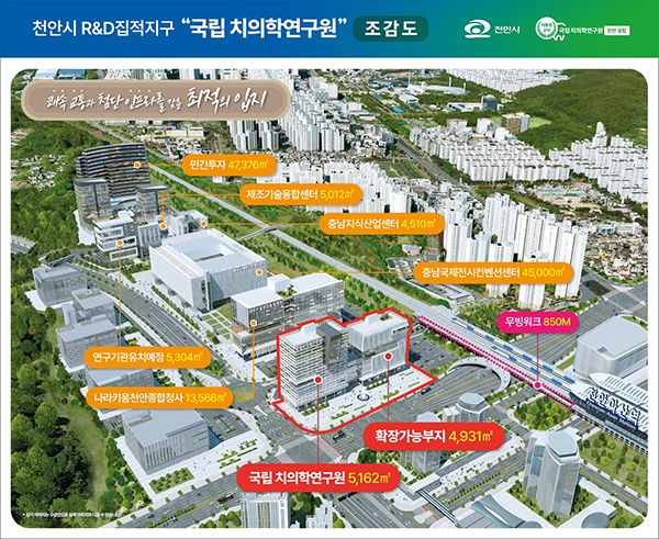천안시가 매입한 치의학연구원 설립 부지 조감도<br>
