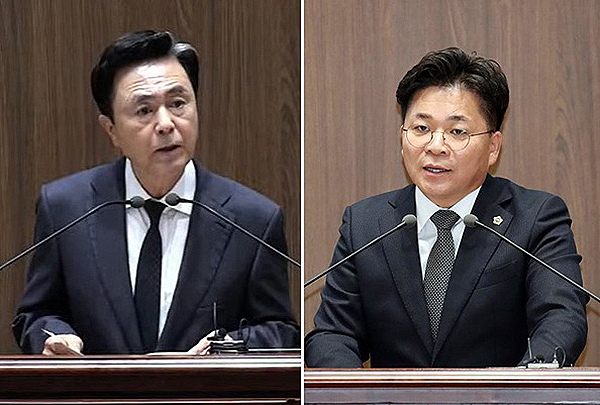 김태흠 충남지사와 김민수 충남도의원<br>
