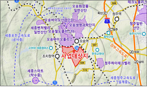 오송 제3생명과학 국가산단 위치도<br>
